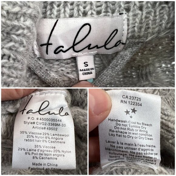 Aritzia Talula Greenpoint Wool Angora Cashmere‎ Grey Knit Open Cardigan Sz S - Picture 14 of 15